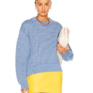 Aknvas Textured Blue Crewneck Chunky Knit Sweater